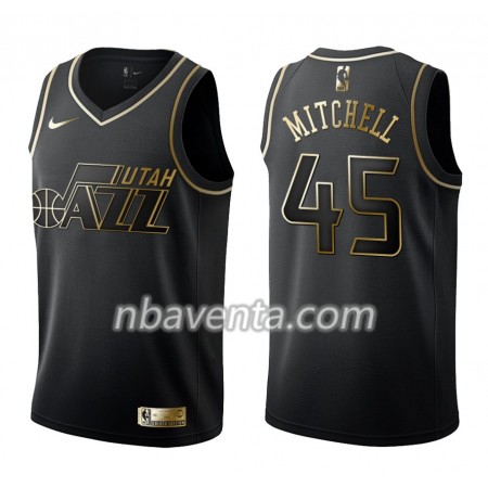 Camiseta Hombre Utah Jazz Donovan Mitchell 45 Nike Negro Golden Edition Swingman